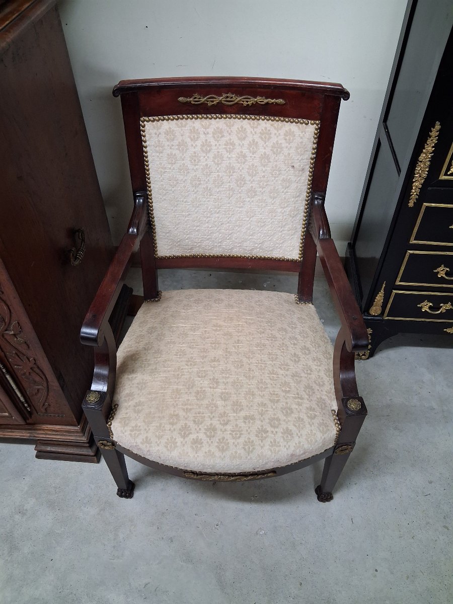 Pair Of Empire-style Armchairs, Made Of Mahogany-photo-3