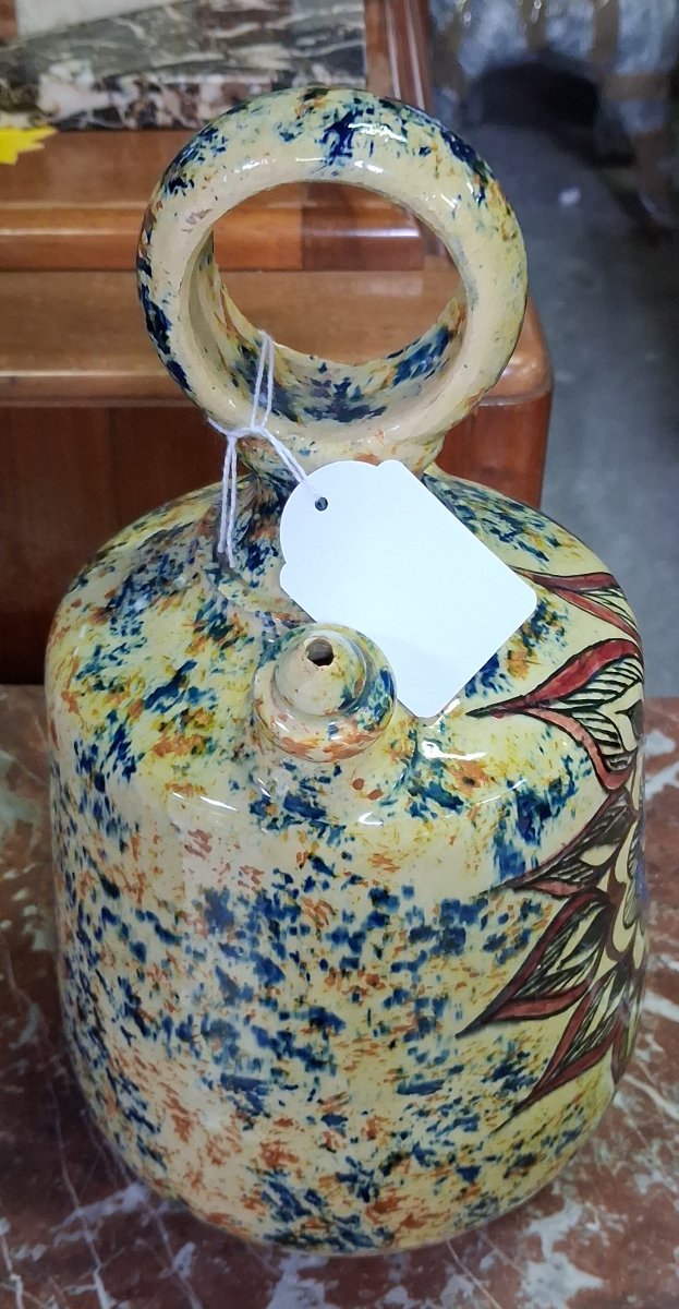 gargoulette à décor floral polychromete en céramique émaillée polychrome-photo-1