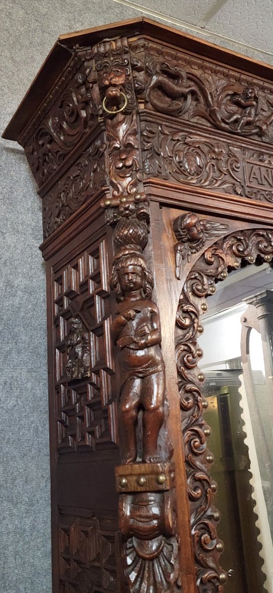 Grand buffet deux-corps style Renaissance richement sculpté – « ANNO 1634 »-photo-4