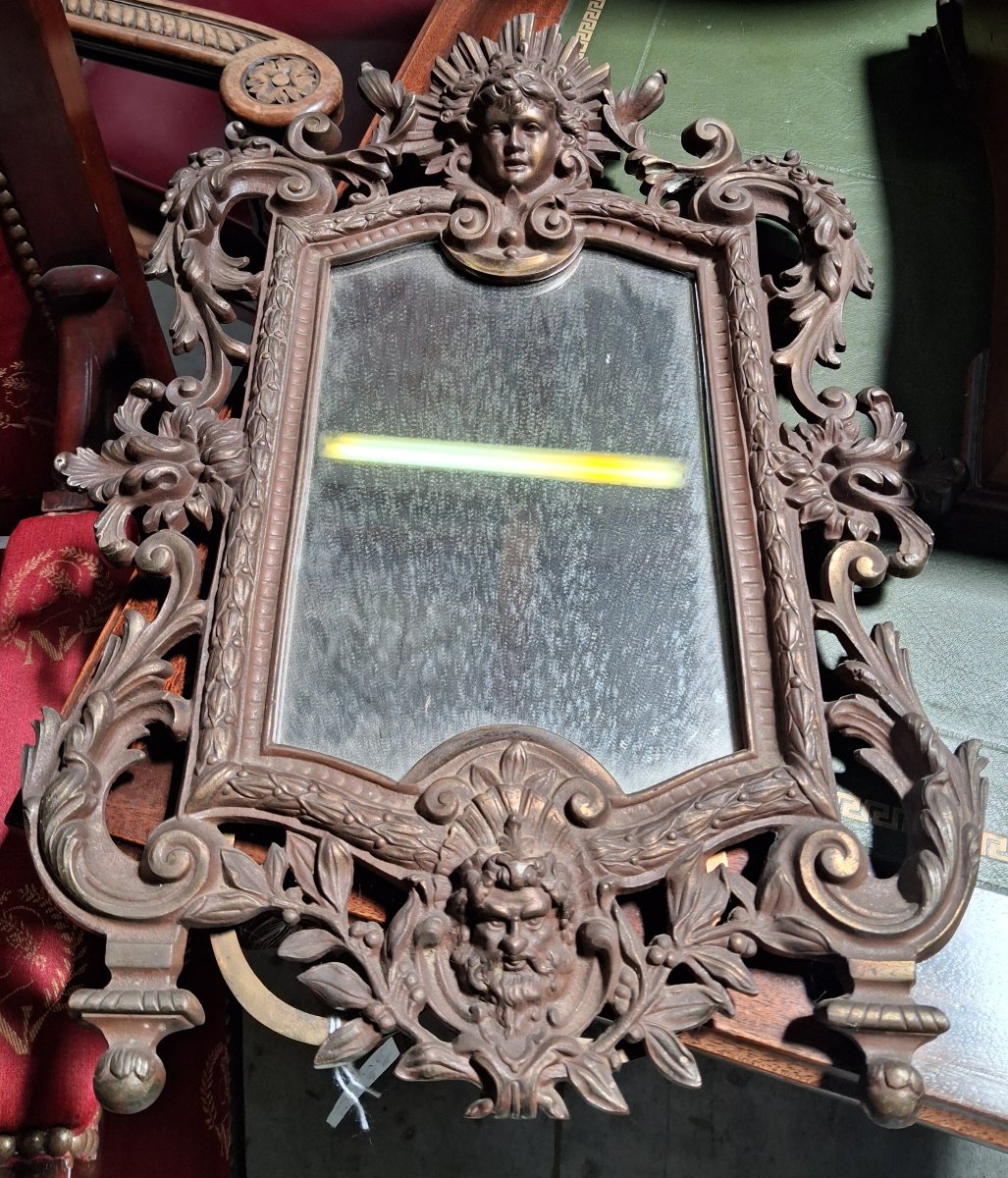 Miroir de table en bronze richement ciselé – style néo-Renaissance, XIXe siècle-photo-3