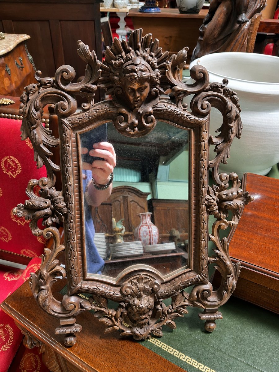 Miroir de table en bronze richement ciselé – style néo-Renaissance, XIXe siècle-photo-4