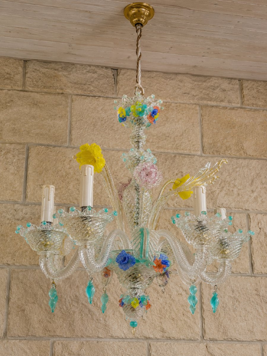 Polychrome Blown-glass Venetian Chandelier – Murano -photo-3