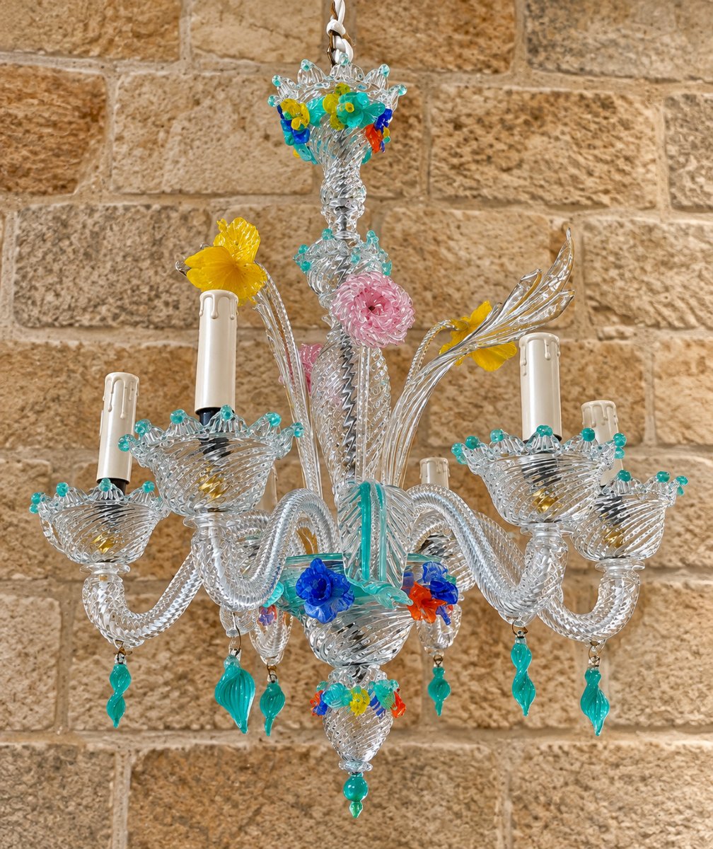 Polychrome Blown-glass Venetian Chandelier – Murano 