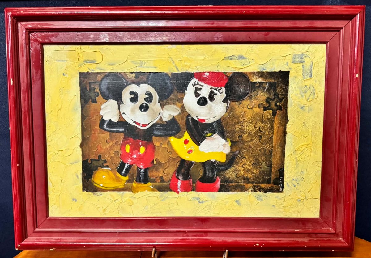Pop Art Work – Mickey And Minnie – Mixed Media – Signed And Dated 98  -photo-3