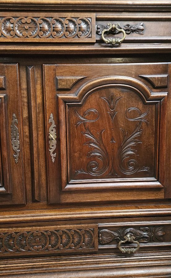 Carved Wooden Trouser Cabinet – Twisted Columns – Marble Top – 19th Century-photo-2