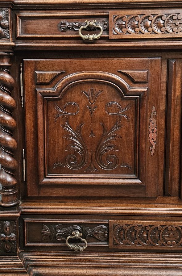Carved Wooden Trouser Cabinet – Twisted Columns – Marble Top – 19th Century-photo-6