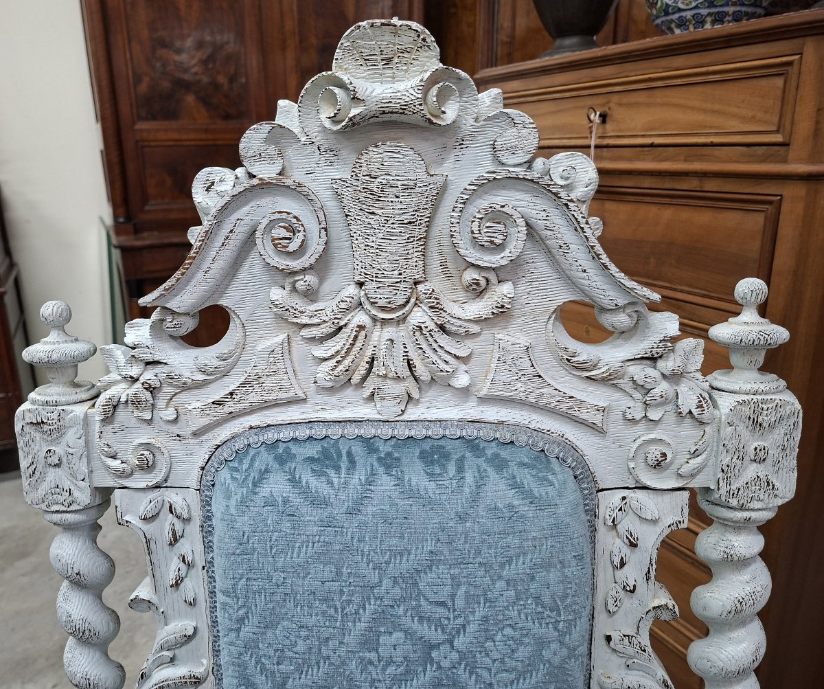 Pair Of Carved Wooden Ceremonial Armchairs – Twisted Columns And Lion Heads -photo-2