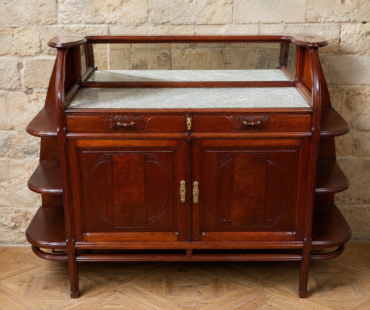 Large Art Nouveau Sideboard – Mercier Frères Paris – Mahogany