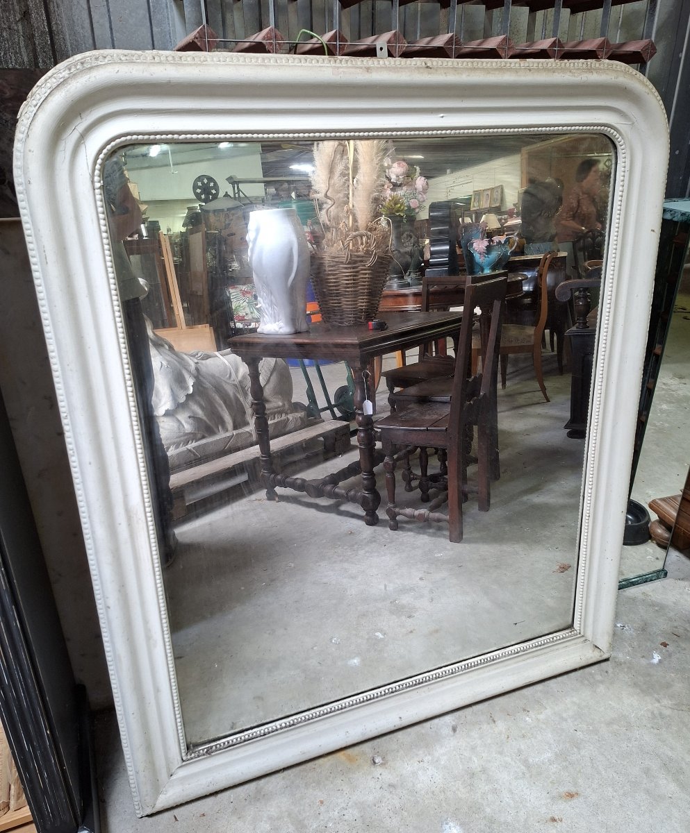Large Antique Louis-philippe Mirror – White-painted Wood – 19th Century -photo-2