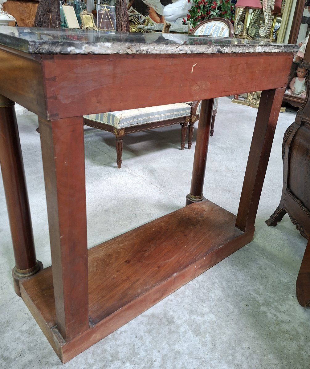 Empire-style Mahogany Console Table – Freestanding Columns – Black Marble – Early 19th Century -photo-2