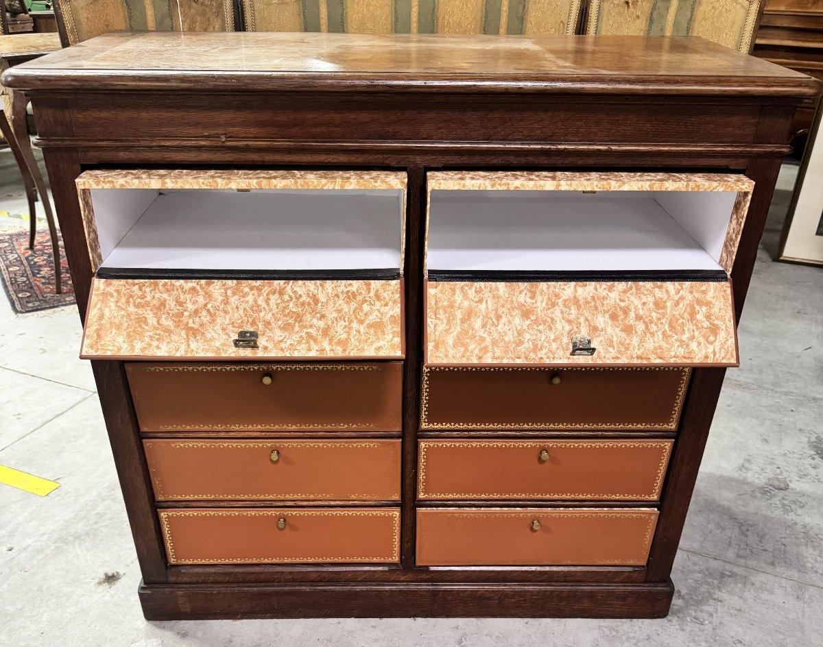 Notary's Cabinet—a Ten-compartment, Leather-bound Filing Cabinet From The Napoleon III Era -photo-4