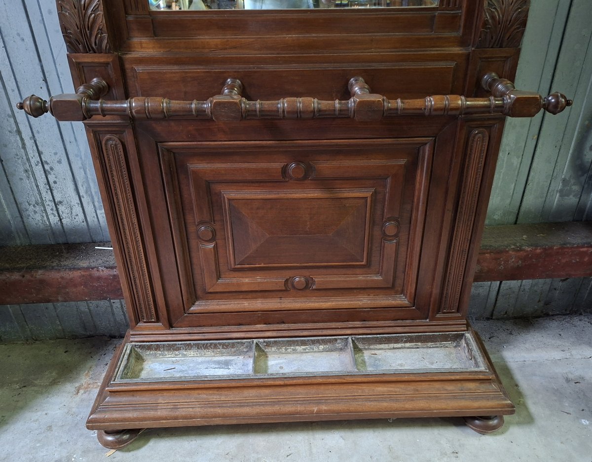 Large Walnut Mirrored Entryway Console – 19th Century -photo-3