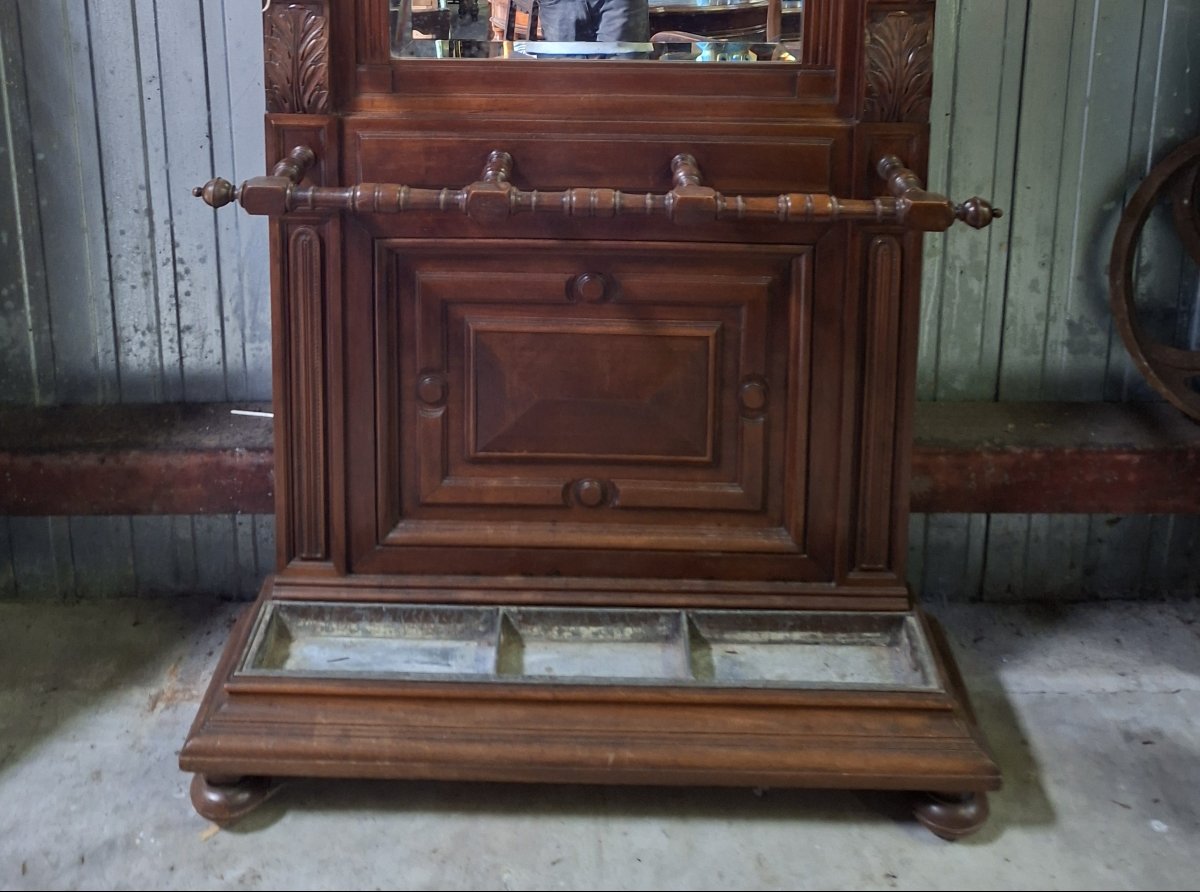 Large Walnut Mirrored Entryway Console – 19th Century -photo-1