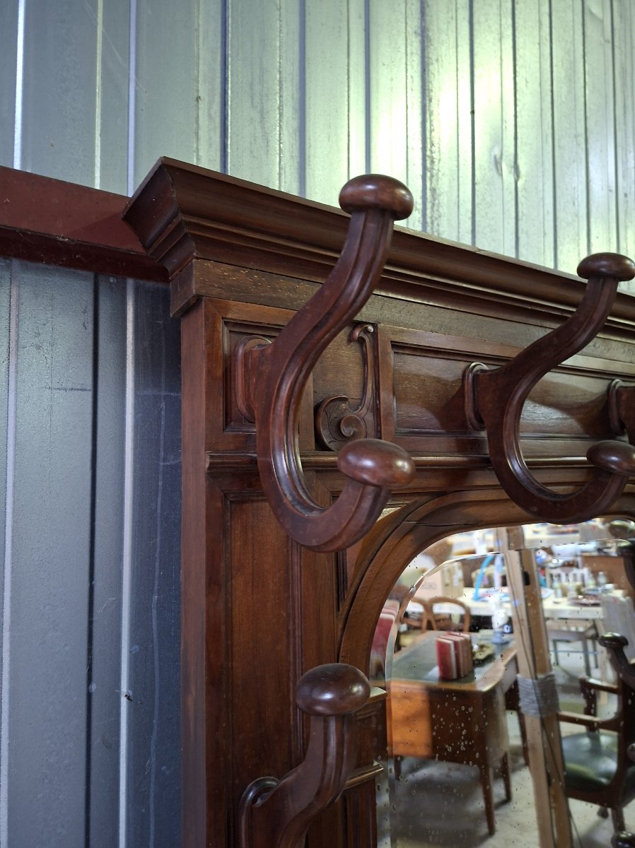 Large Walnut Mirrored Entryway Console – 19th Century -photo-3