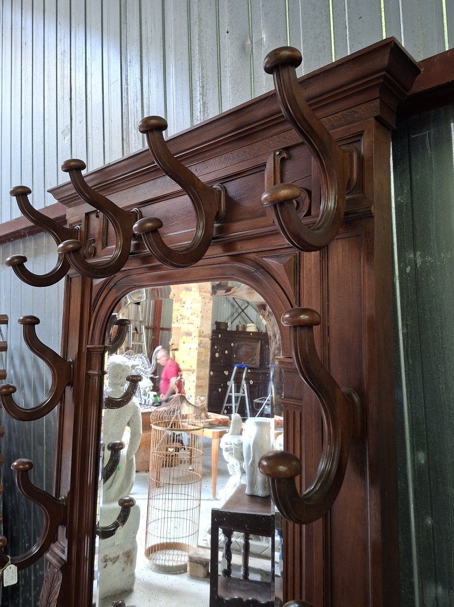 Large Walnut Mirrored Entryway Console – 19th Century -photo-7