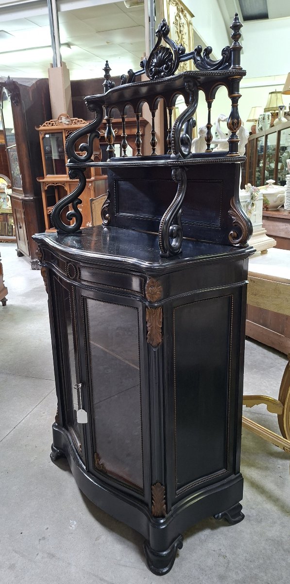 Meuble vitrine Napoléon III en bois noirci et rehauts dorés – XIXe siècle -photo-4