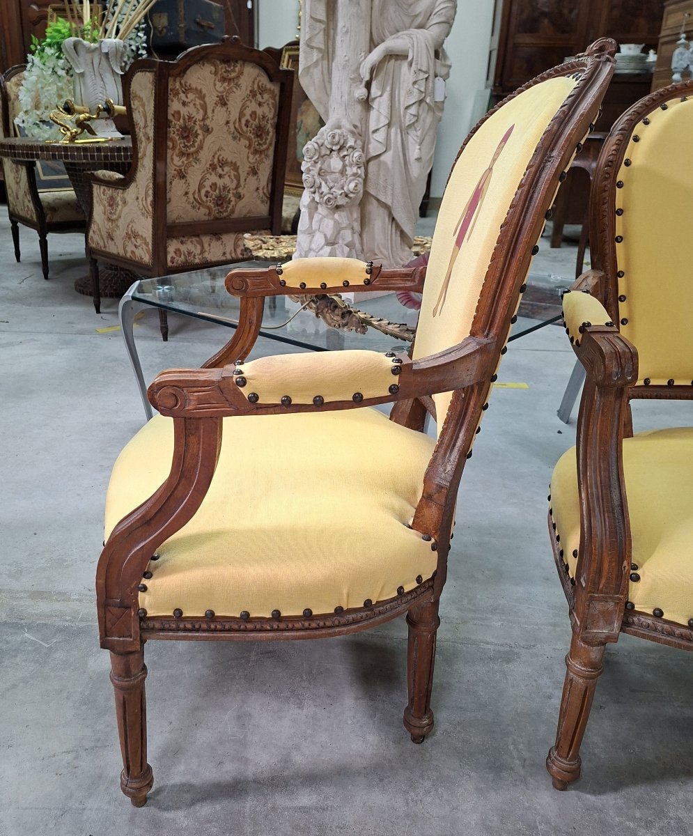 Pair Of Louis XVI Cabriolet Armchairs – Original Blédina Bathers Motif-photo-5