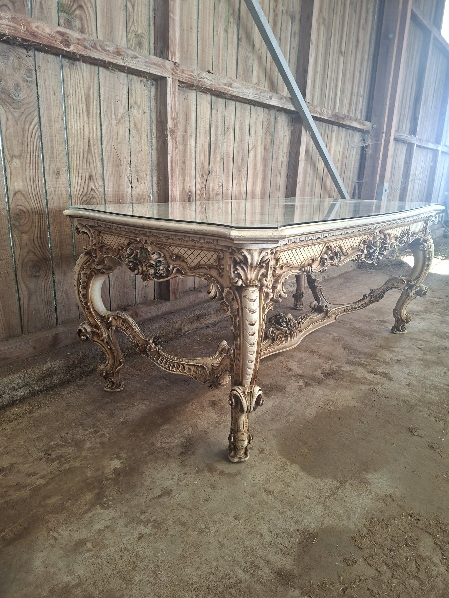 A Large Louis XV-style Dining Table, Richly Carved And Accented With Gilding-photo-4