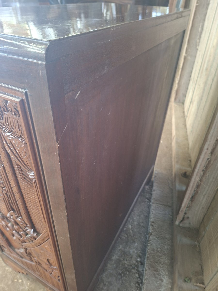 Asian Carved Wooden Chest Of Drawers / Dresser – 20th Century -photo-4