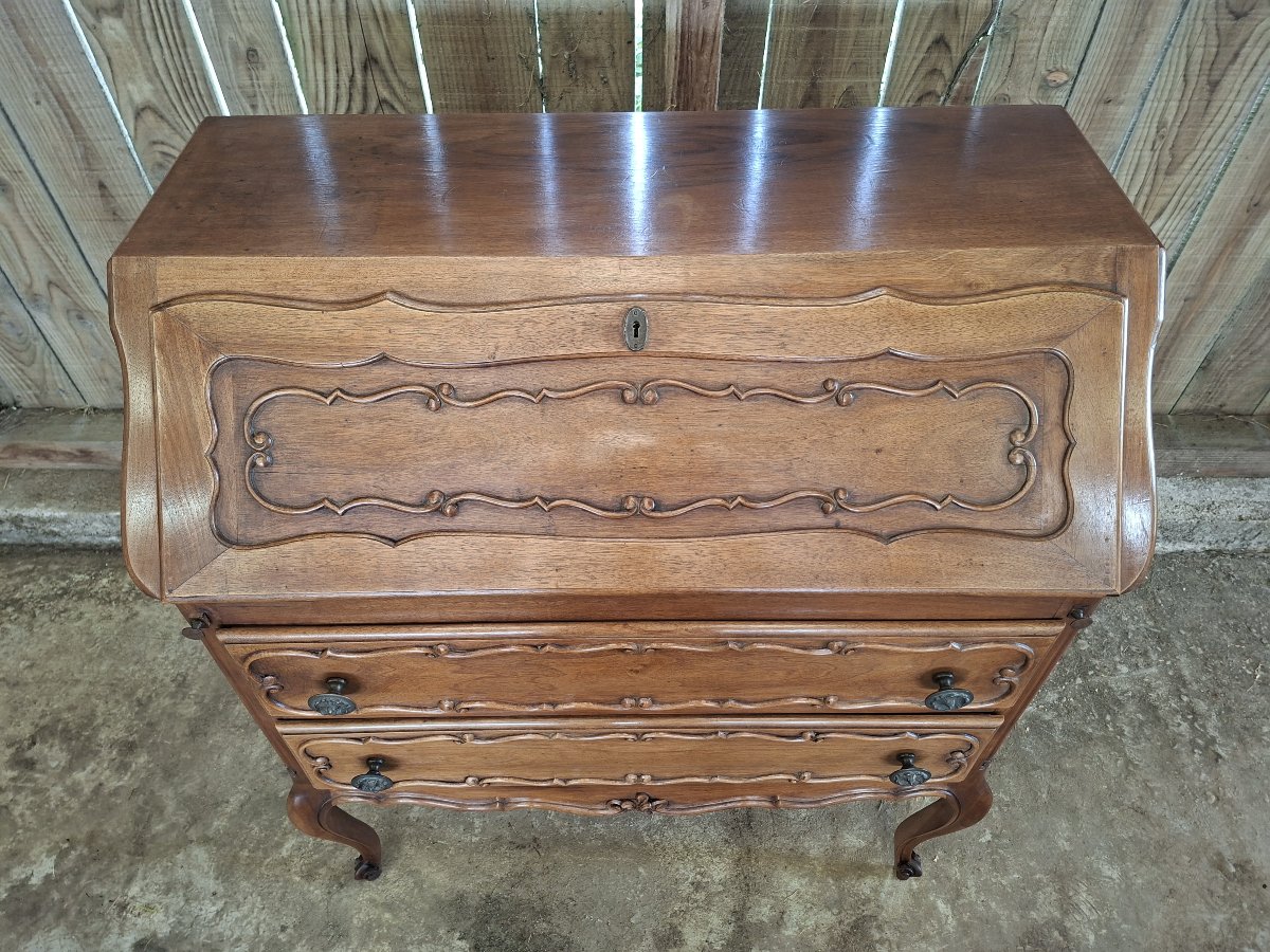 Louis XV-style Walnut Drop-leaf Desk, 20th-century Piece-photo-3