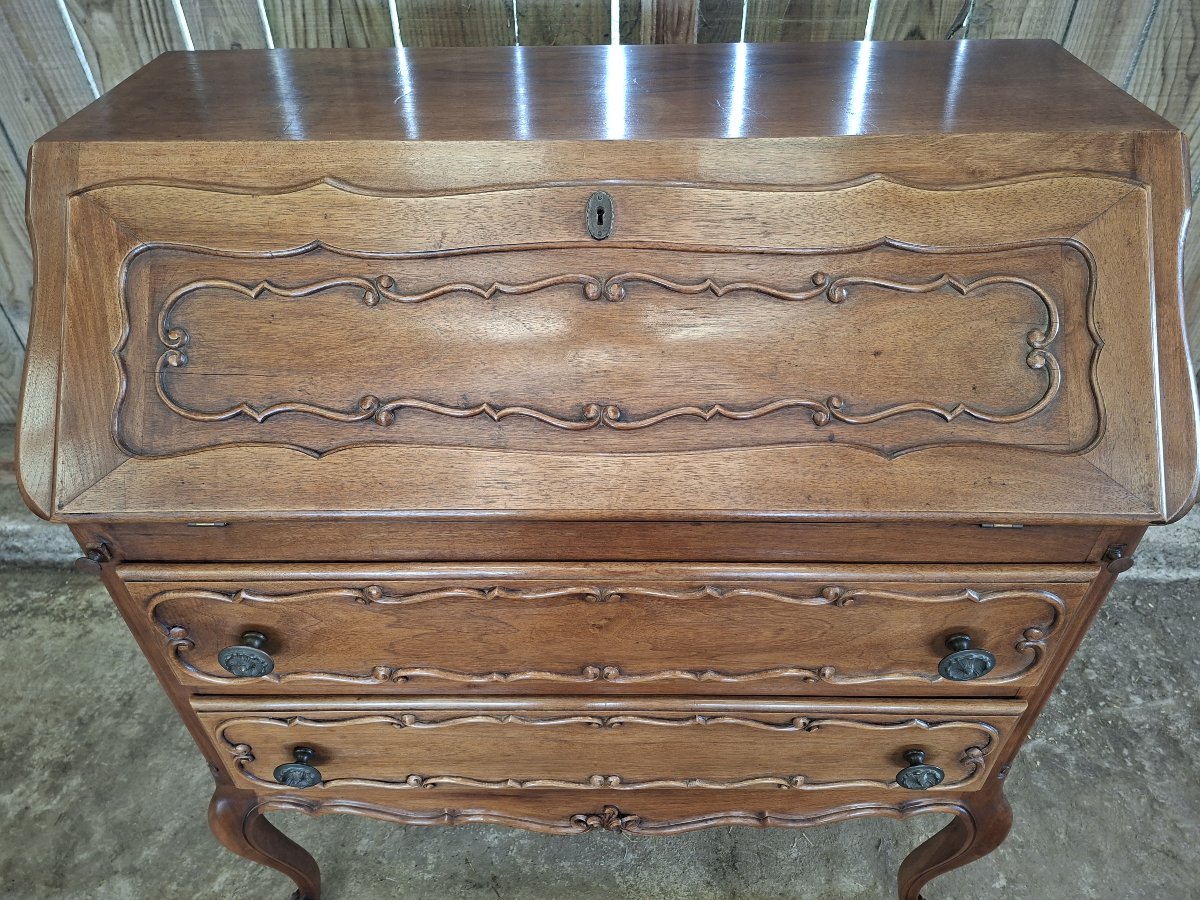 Louis XV-style Walnut Drop-leaf Desk, 20th-century Piece-photo-4
