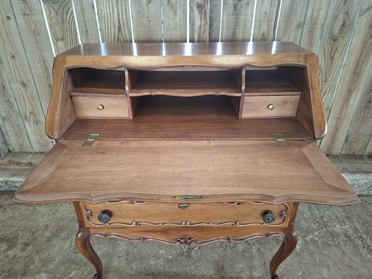 Louis XV-style Walnut Drop-leaf Desk, 20th-century Piece-photo-2