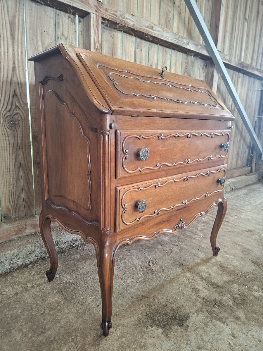 Louis XV-style Walnut Drop-leaf Desk, 20th-century Piece-photo-3