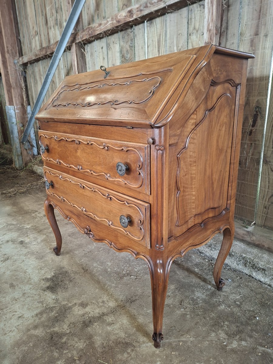 Louis XV-style Walnut Drop-leaf Desk, 20th-century Piece-photo-4