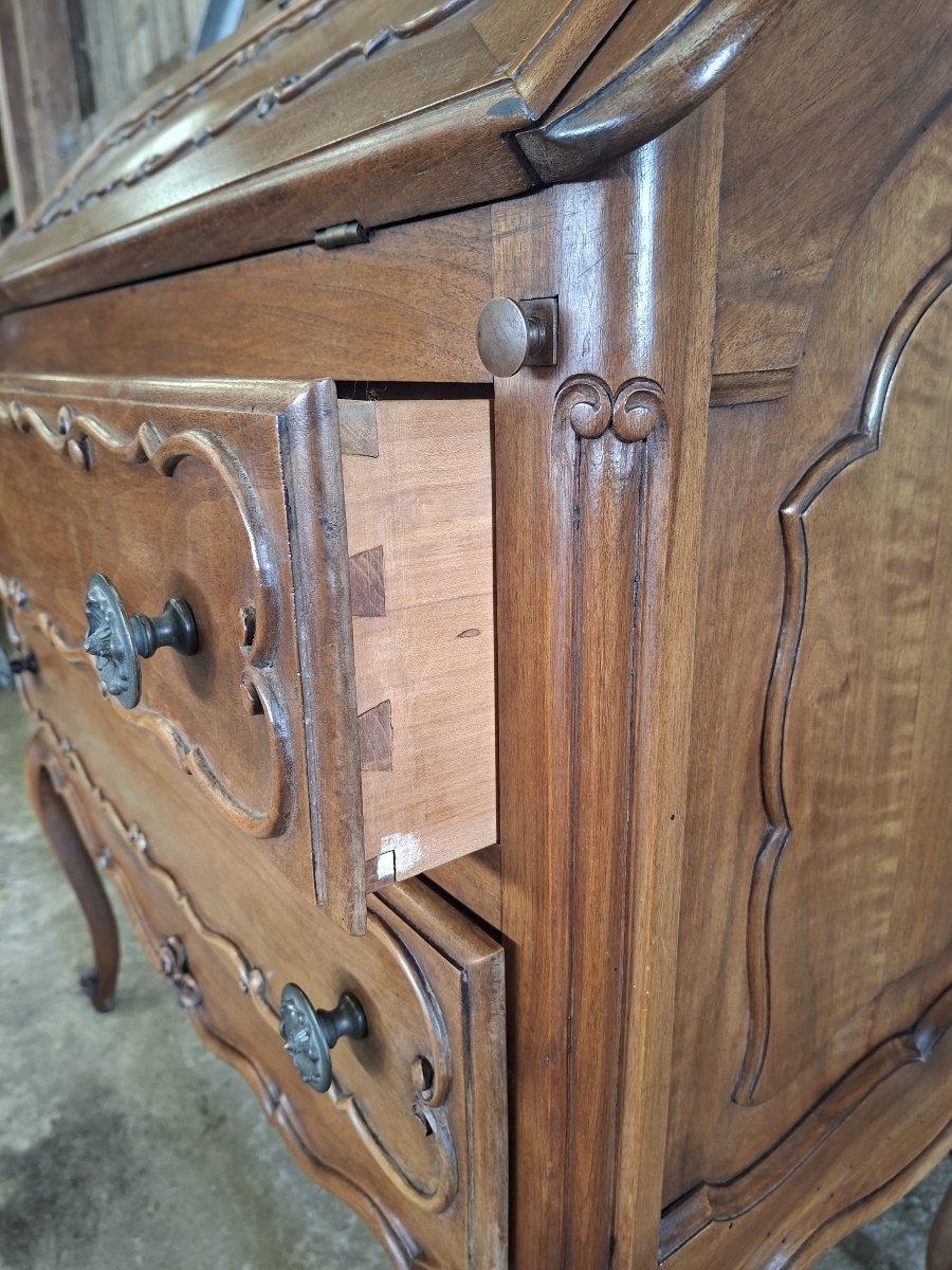 Louis XV-style Walnut Drop-leaf Desk, 20th-century Piece-photo-5