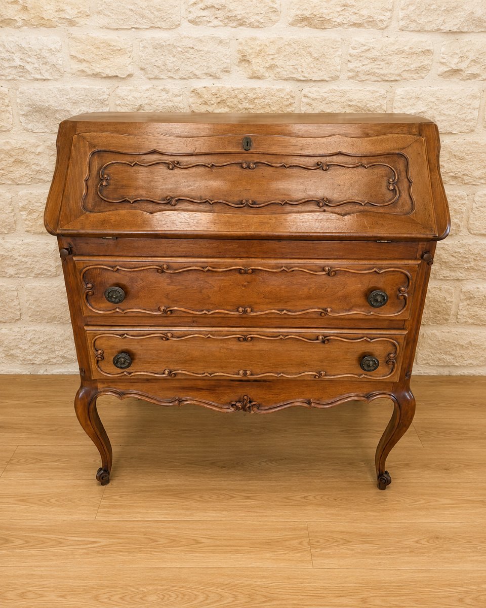 Louis XV-style Walnut Drop-leaf Desk, 20th-century Piece
