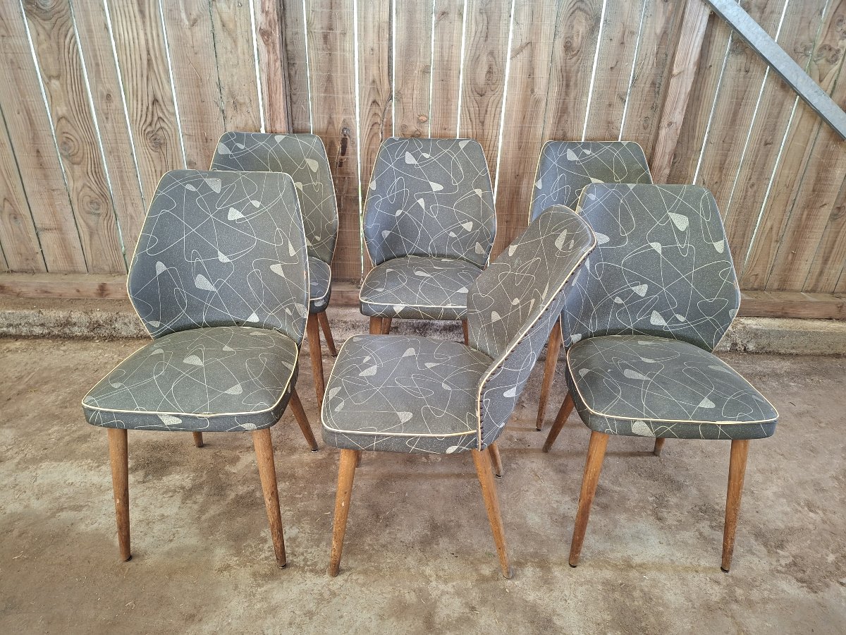 Set Of 6 Vintage Chairs – 1950s/1960s Design -photo-3