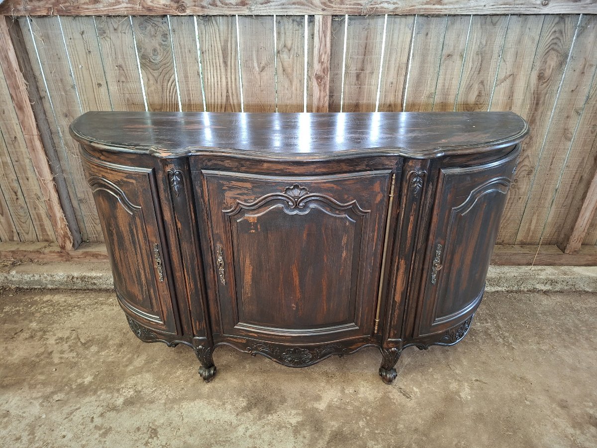 Buffet de style Louis XV en bois sculpté patine usagée volontairement -photo-3