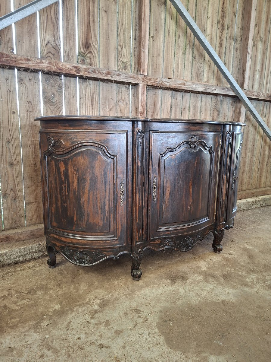 Buffet de style Louis XV en bois sculpté patine usagée volontairement -photo-1