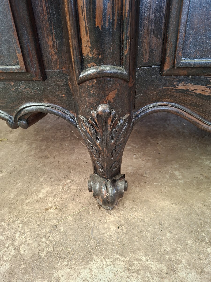 Buffet de style Louis XV en bois sculpté patine usagée volontairement -photo-2