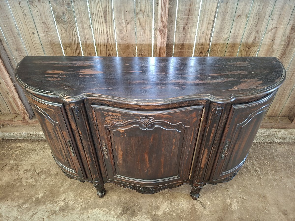 Buffet de style Louis XV en bois sculpté patine usagée volontairement -photo-3