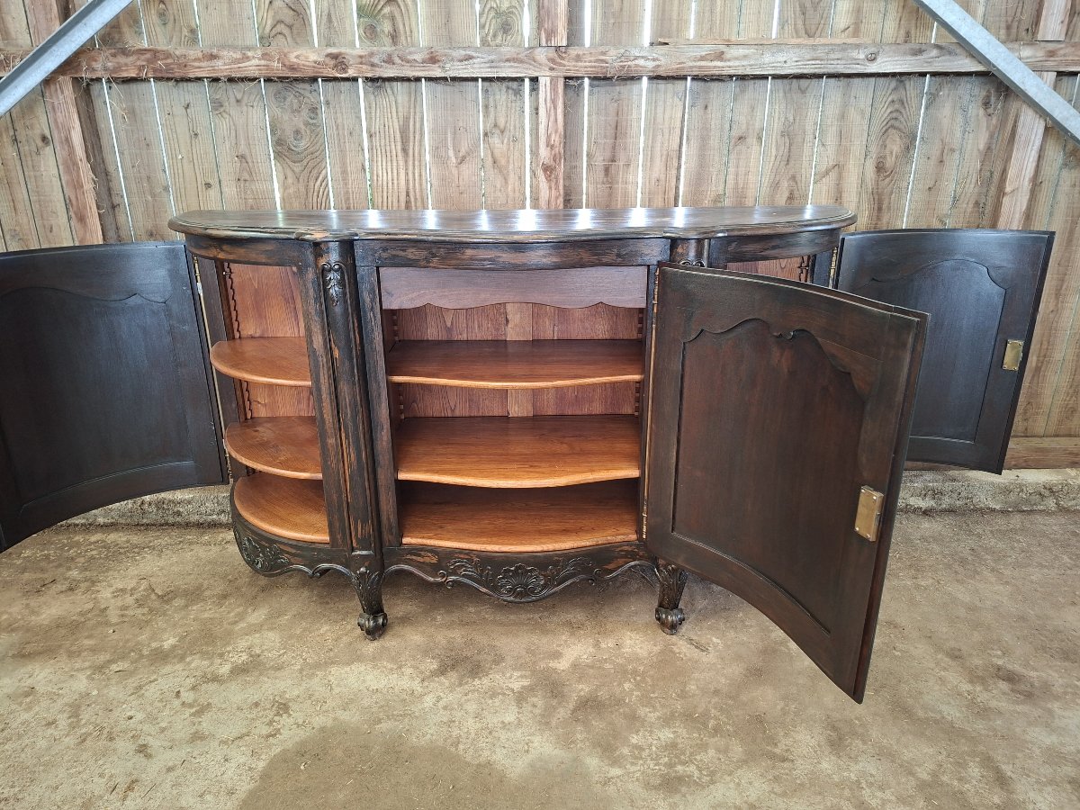 Buffet de style Louis XV en bois sculpté patine usagée volontairement -photo-5