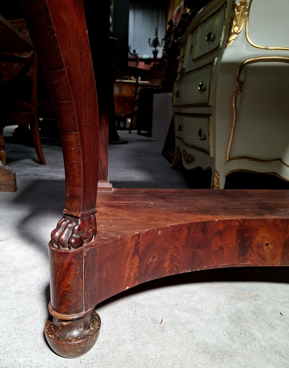 Vintage Console Table, Restored In Mahogany—marble Top—19th Century -photo-3