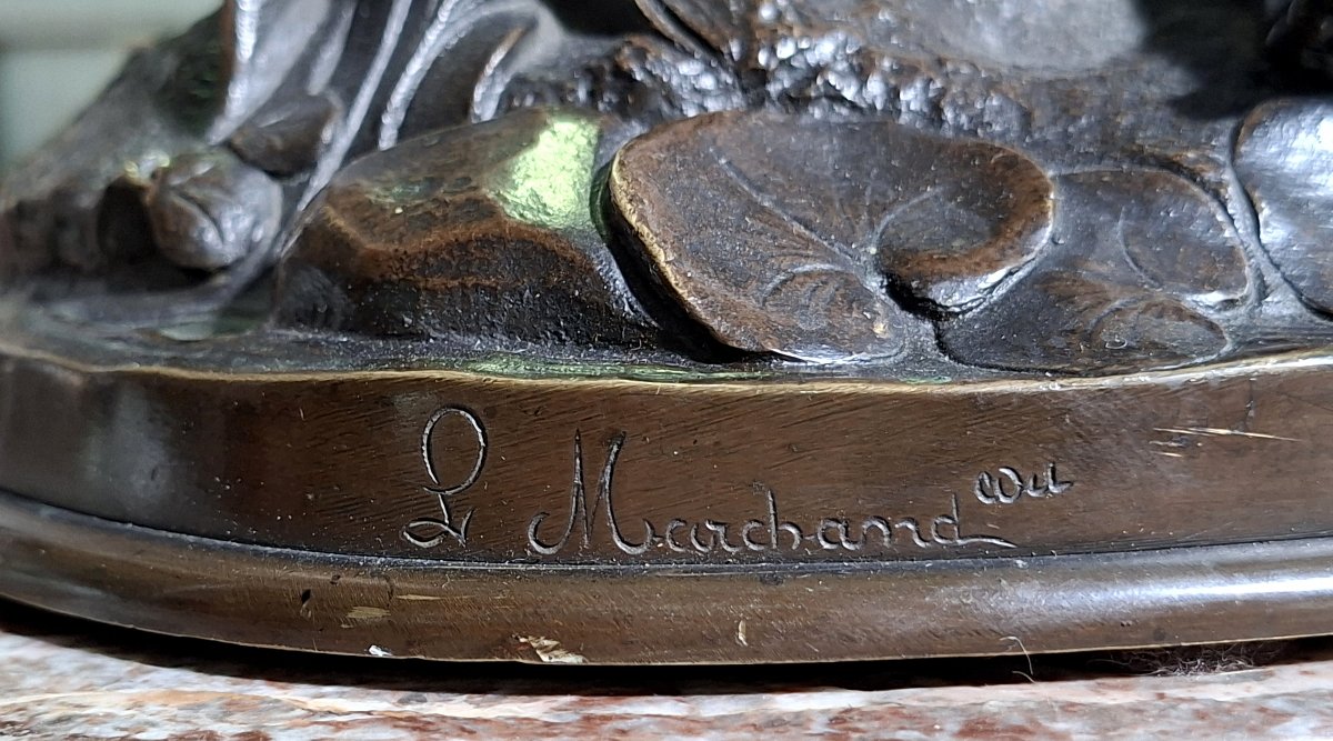 Important Bronze Sculpture – Oriental Woman With A Pitcher – Signed Marchand – Schoenewerk -photo-2