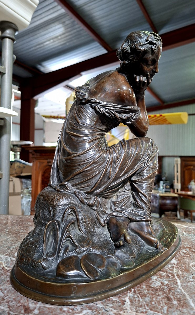 Important Bronze Sculpture – Oriental Woman With A Pitcher – Signed Marchand – Schoenewerk -photo-3