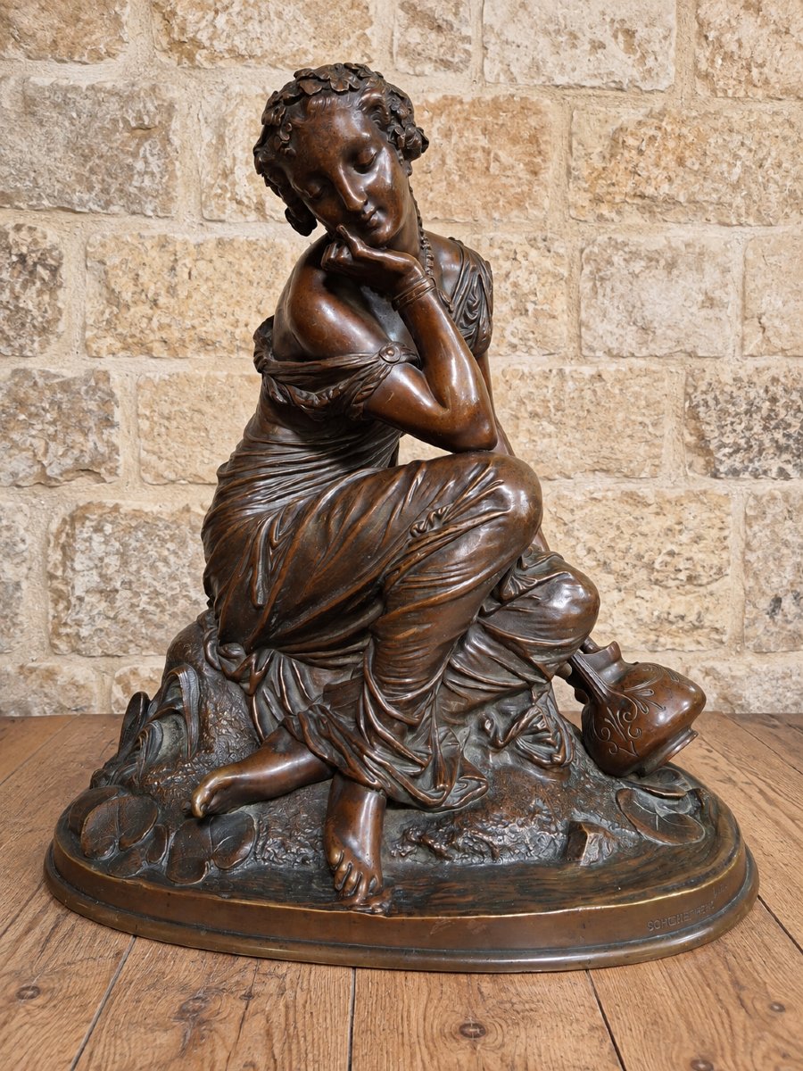 Important Bronze Sculpture – Oriental Woman With A Pitcher – Signed Marchand – Schoenewerk 