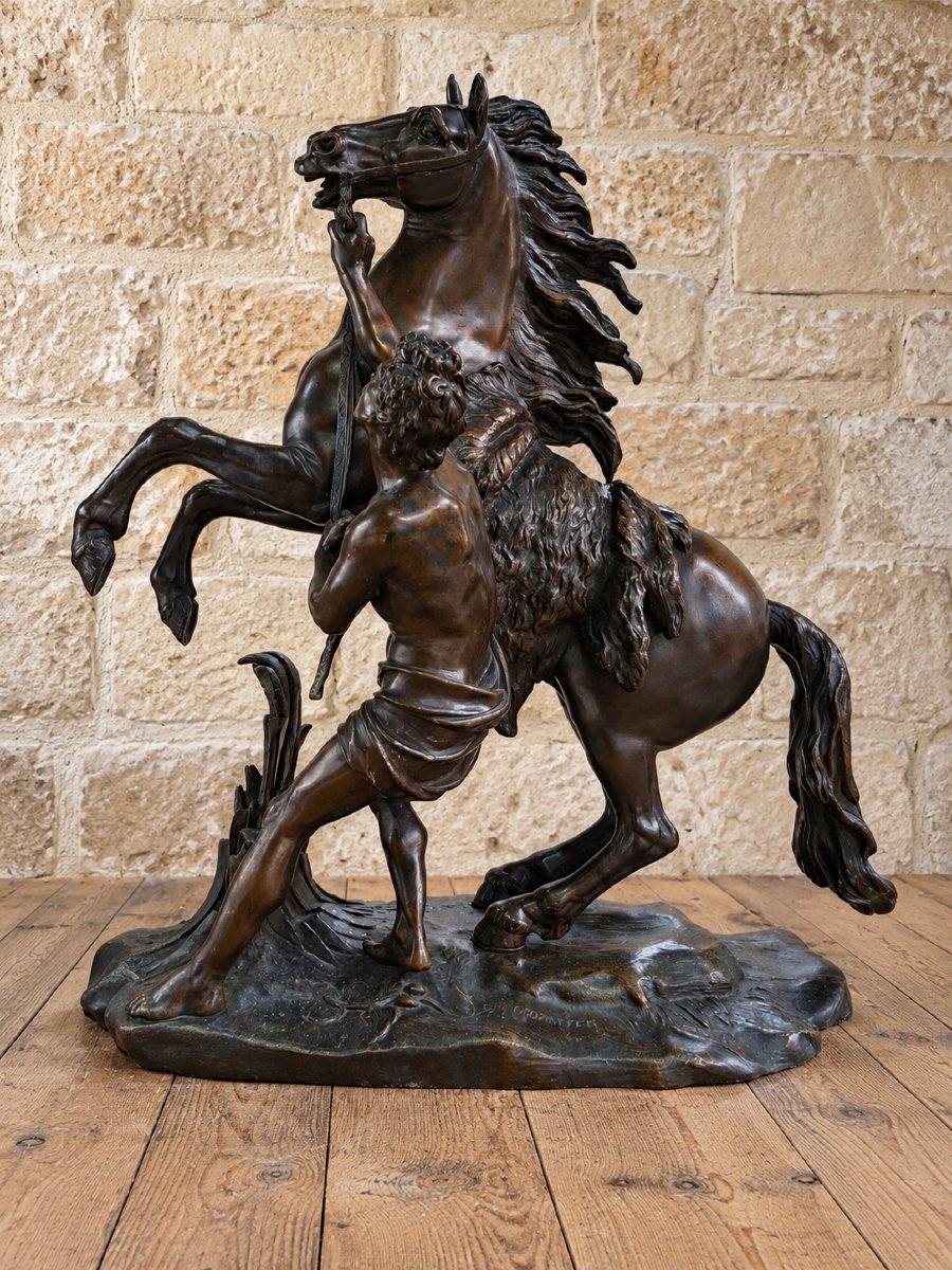 Important Bronze Sculpture—*the Horse Tamer*—signed By Ch. Crozatier—19th Century -photo-2