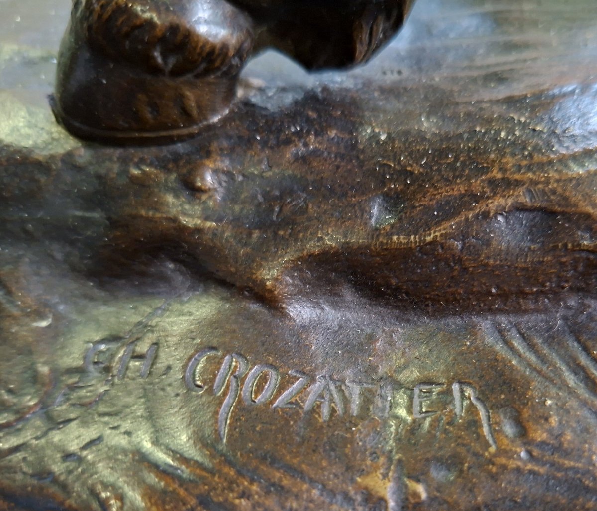 Important Bronze Sculpture—*the Horse Tamer*—signed By Ch. Crozatier—19th Century -photo-3