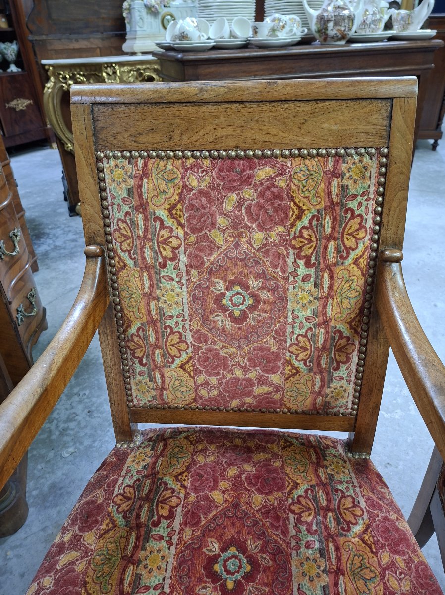 Pair Of Walnut Armchairs – Restoration Period / Charles X – 19th Century -photo-3