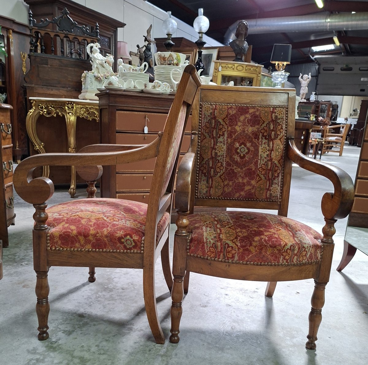 Pair Of Walnut Armchairs – Restoration Period / Charles X – 19th Century -photo-3