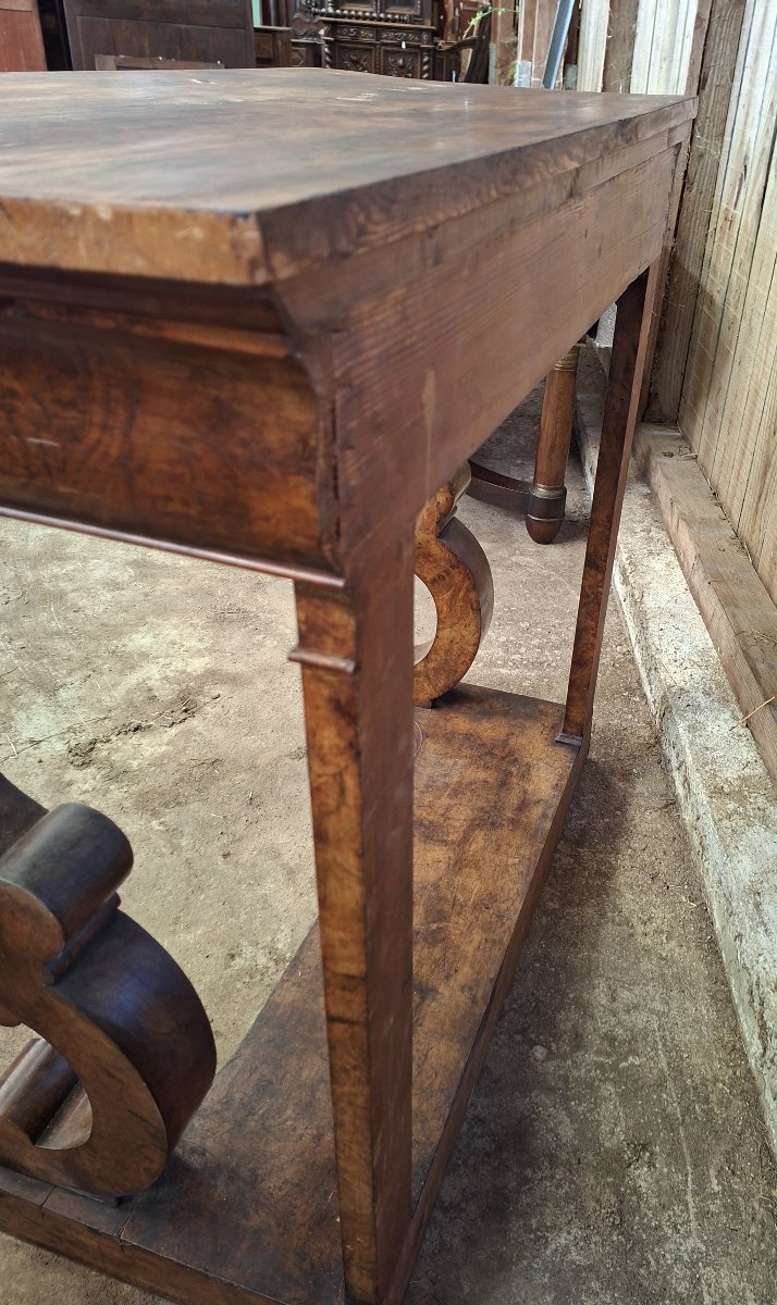 Vintage Console Table With Elm Burl Inlay – 19th Century -photo-3