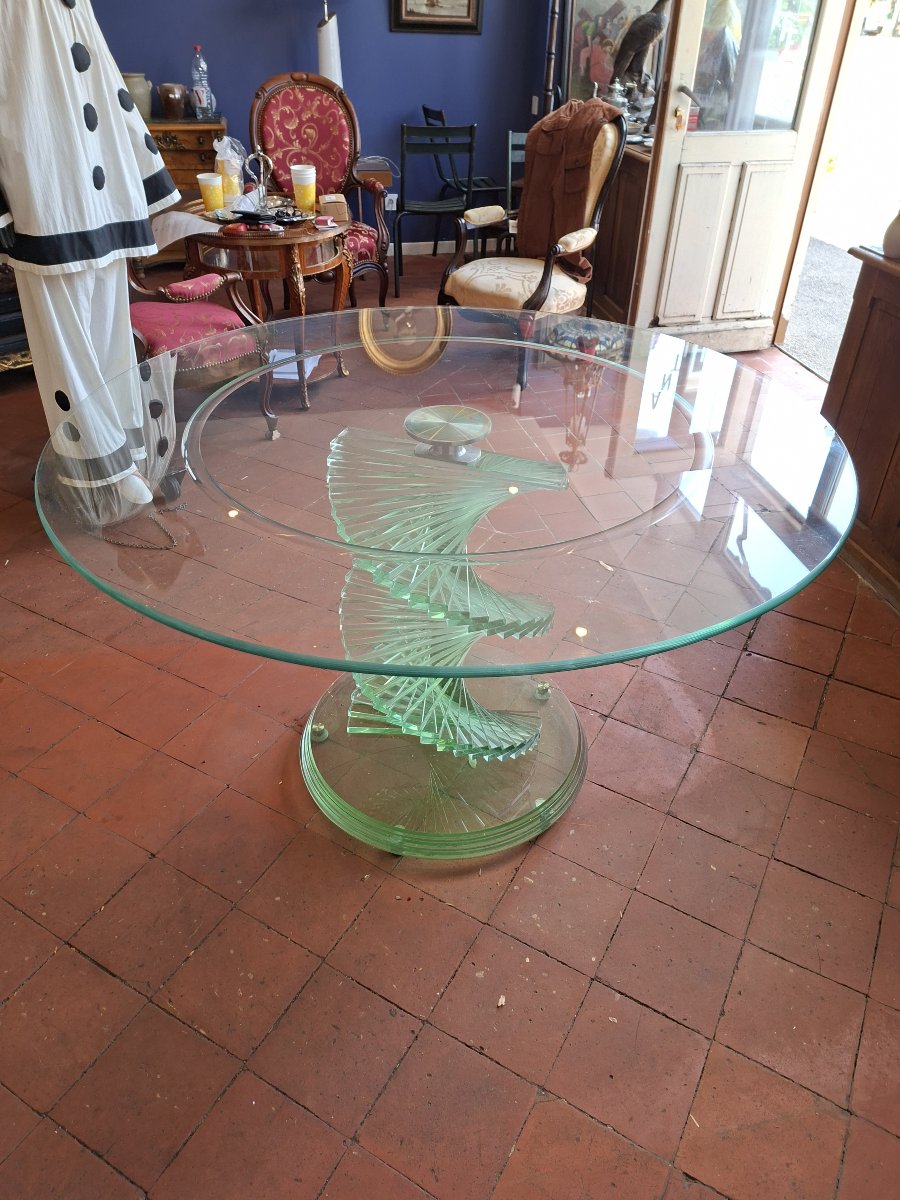Table en verre « Helix Spiral Swivel » – France, vers 1980 – Dans le goût de Danny Lane-photo-3