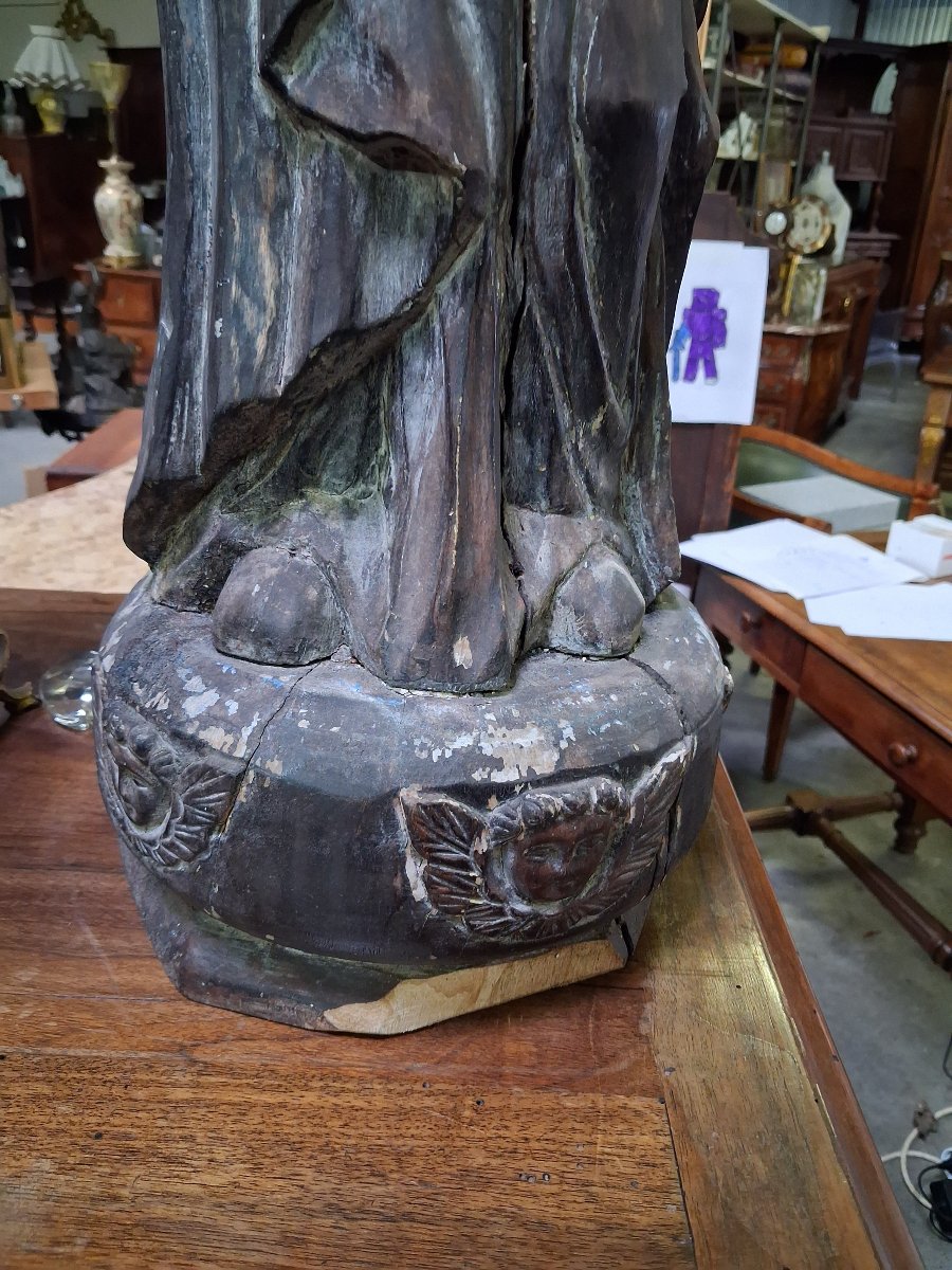 Vierge à l’Enfant en bois sculpté – XVIIIe siècle – H. 75 cm -photo-2