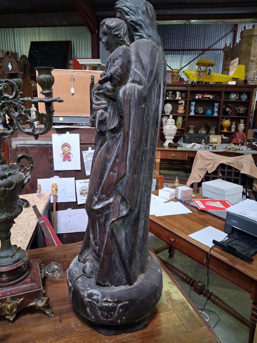 Vierge à l’Enfant en bois sculpté – XVIIIe siècle – H. 75 cm -photo-6
