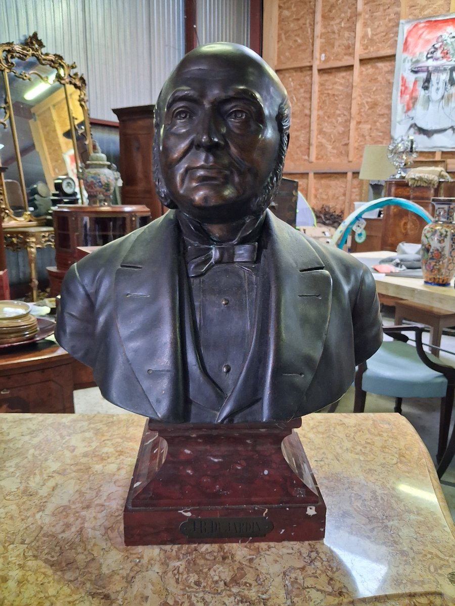 Large Bronze Bust Of Jean-baptiste Dujardin – Signed "parmer Fecit" – Paris, 1889 – H. 68 -photo-4