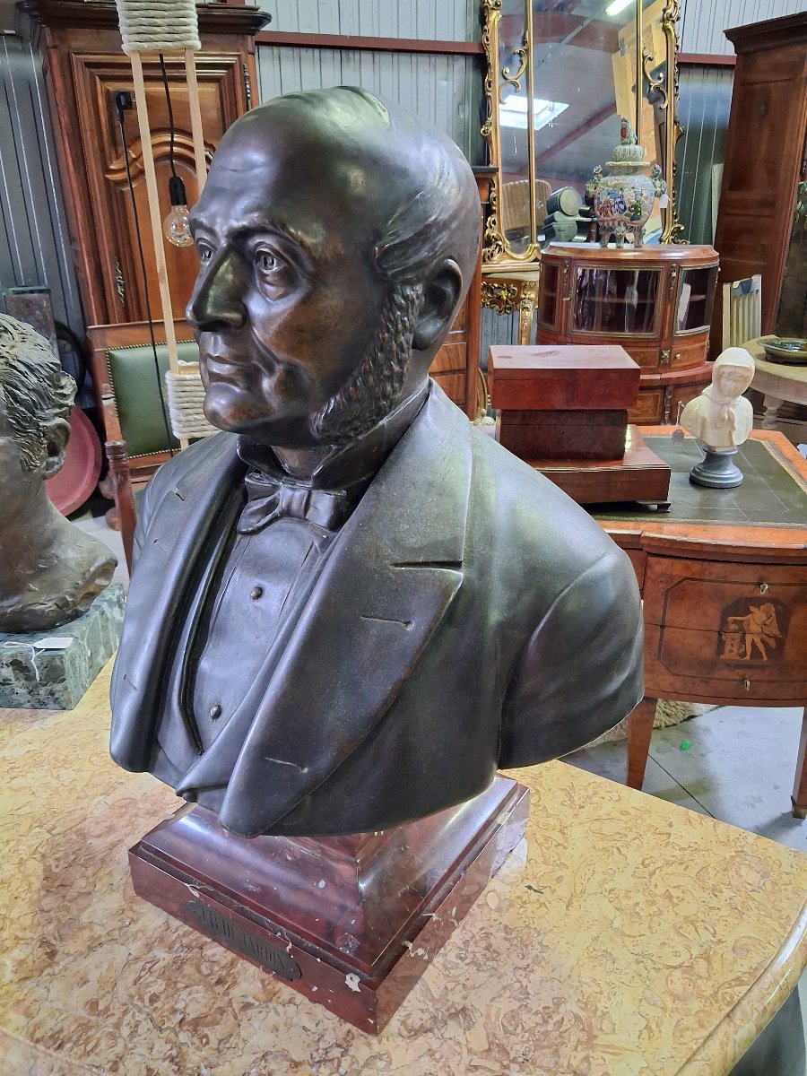Large Bronze Bust Of Jean-baptiste Dujardin – Signed "parmer Fecit" – Paris, 1889 – H. 68 -photo-2